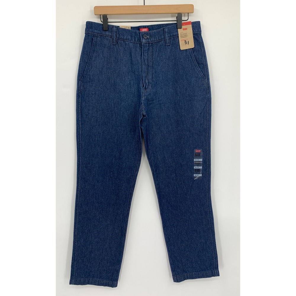 Levis XX Chino Pants Mens 32x32 Blue Relaxed Straight Denim Jeans Dark NEW